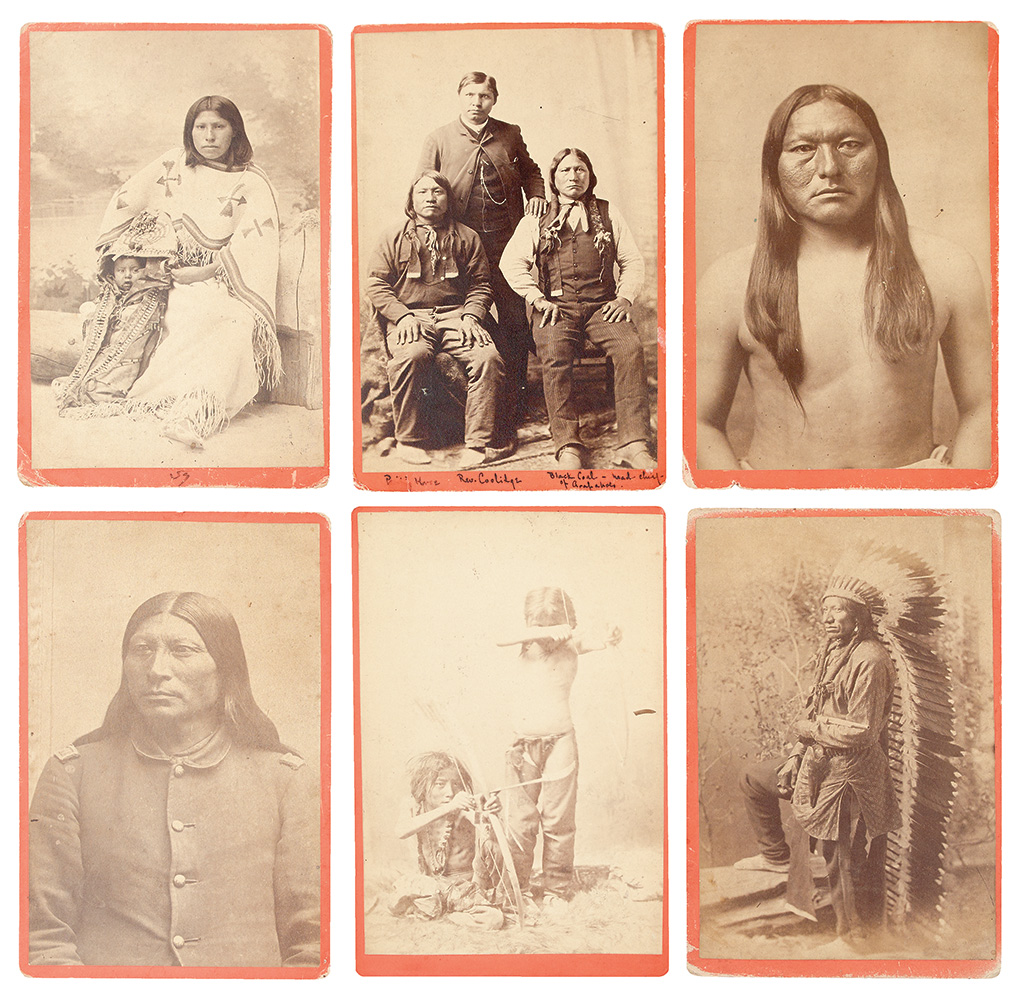 (AMERICAN INDIANS--PHOTOGRAPHS.) Baker & Johnston; photographers. Group of 6 cabinet cards of Arapaho subjects.